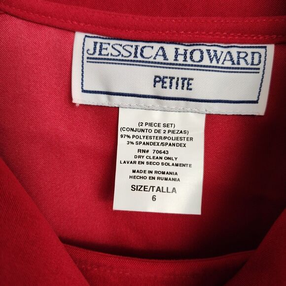 VTG Jessica Howard Suit Dress & Jacket Women's 6 Red Button-Up New Old Stock - Picture 14 of 16